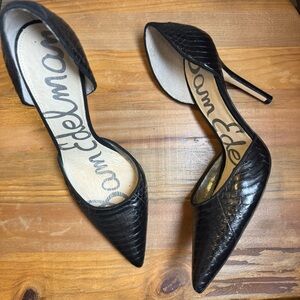 Sam Edelman Delilah Black Embossed Leather D’Orsay Pumps Size 8